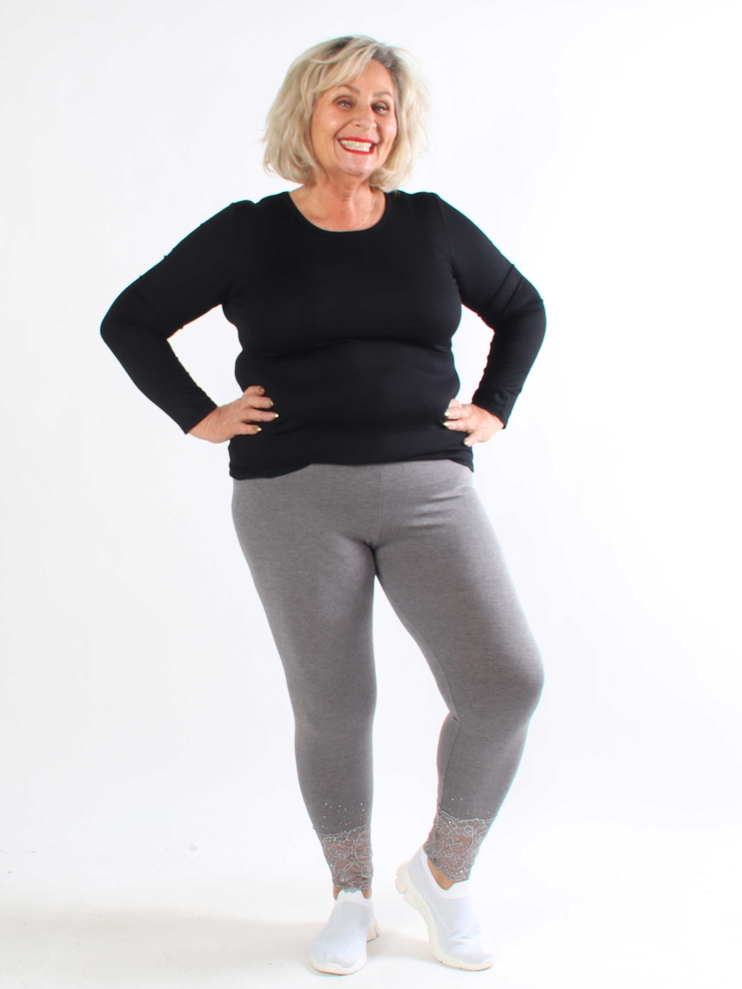 Kia - Bløde leggings i viskose med blondekant og similisten